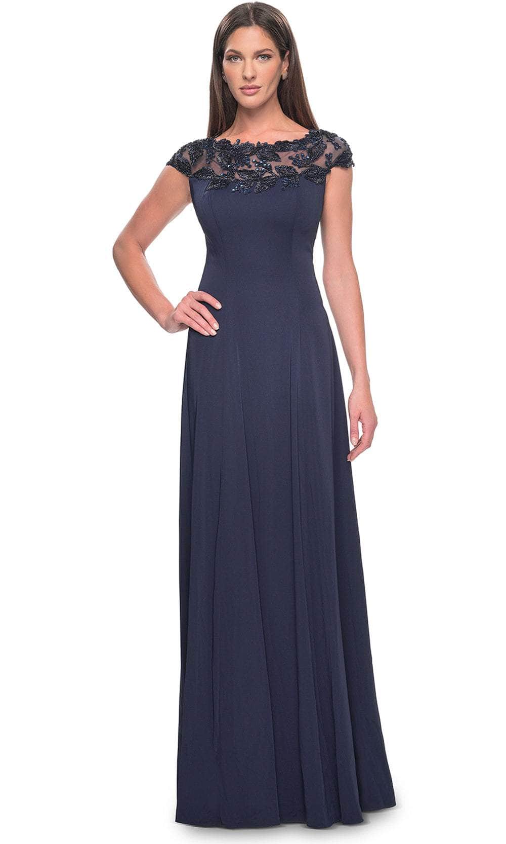 Cap Sleeve Applique Evening Dress