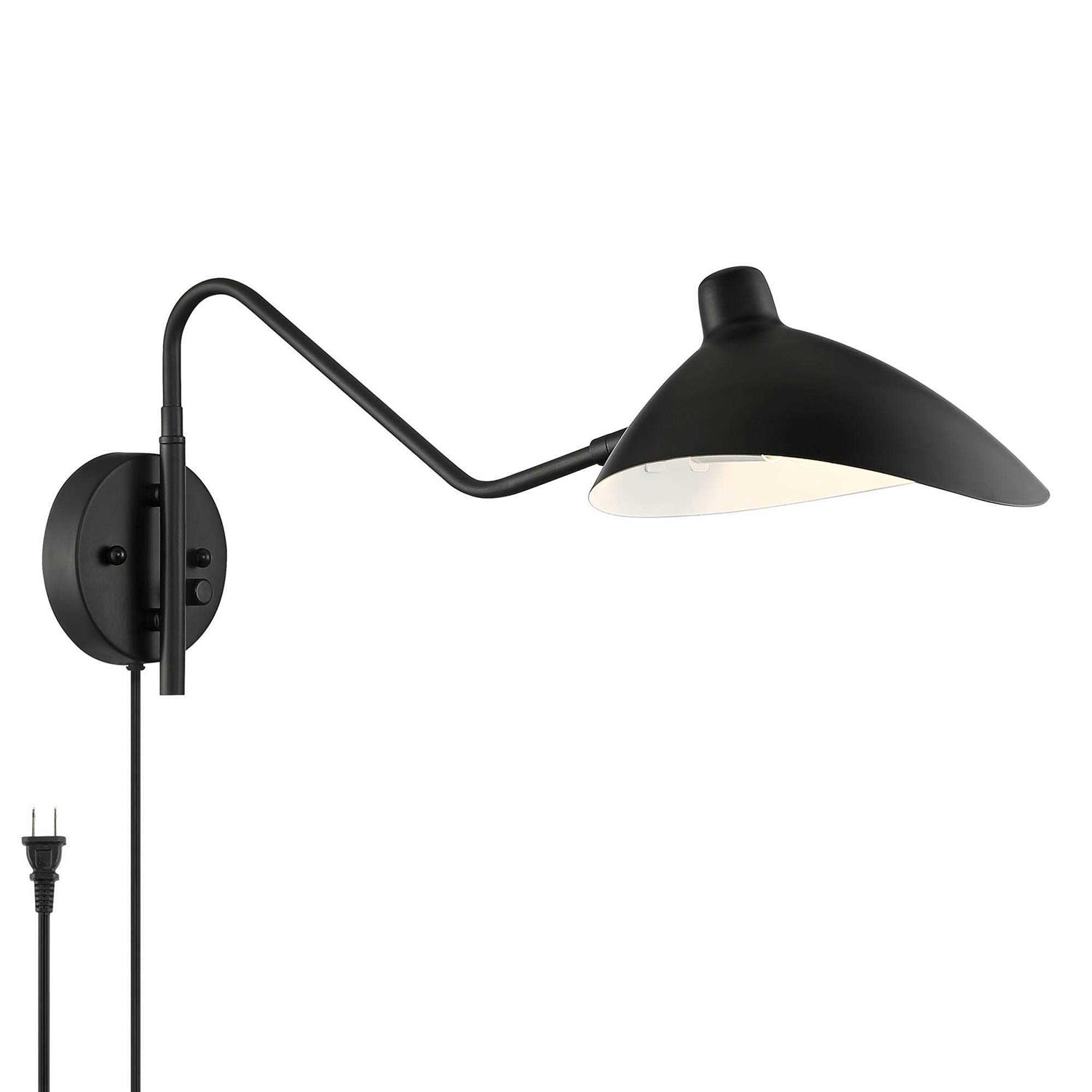 360 Lighting Modern Swing Arm Wall Lamp Plug-in Light Fixture Bedroom Bedside Living Room Reading