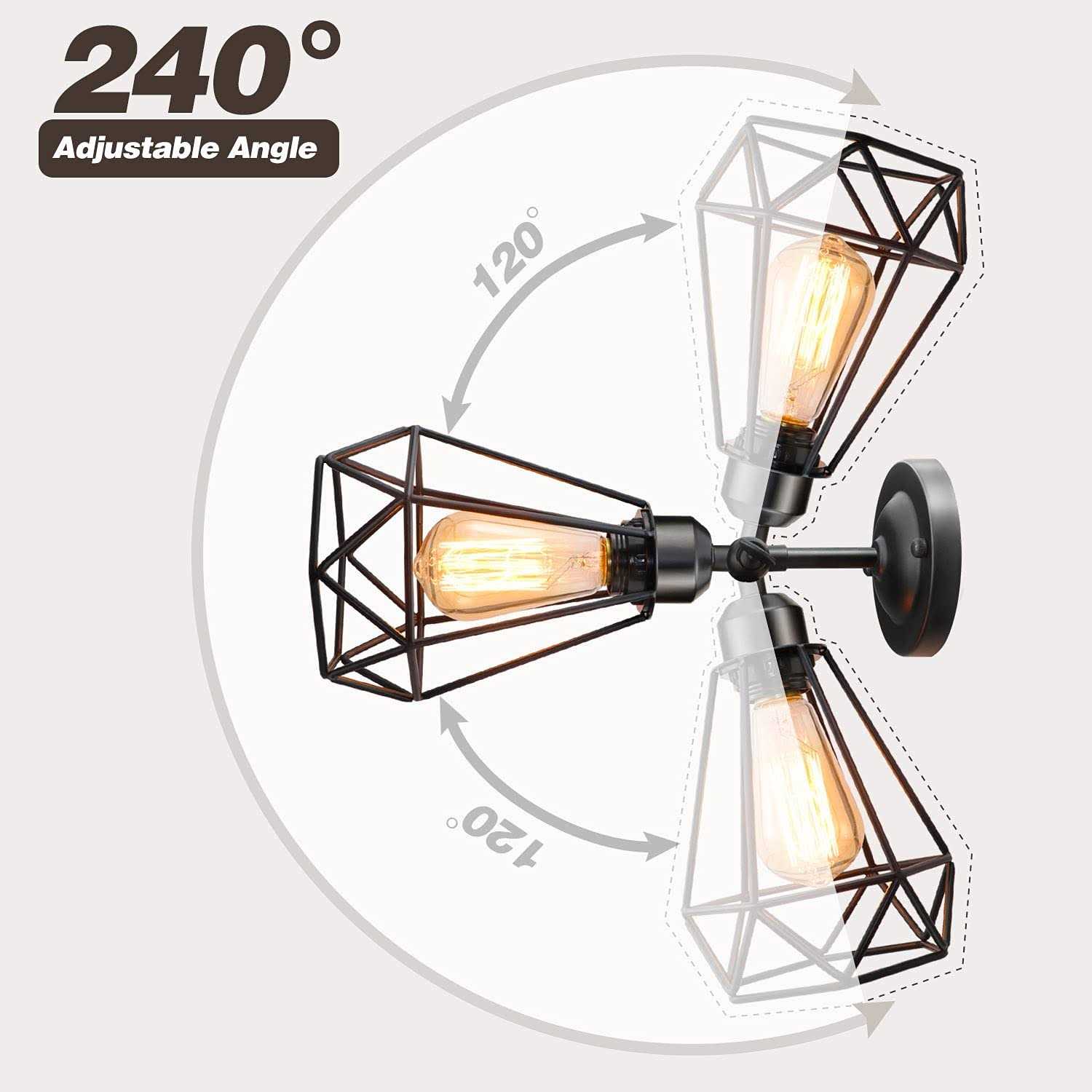 WimiSom Plug in Wall Sconce Wire Cage Industrial Wall Lamp with Plug in Cord