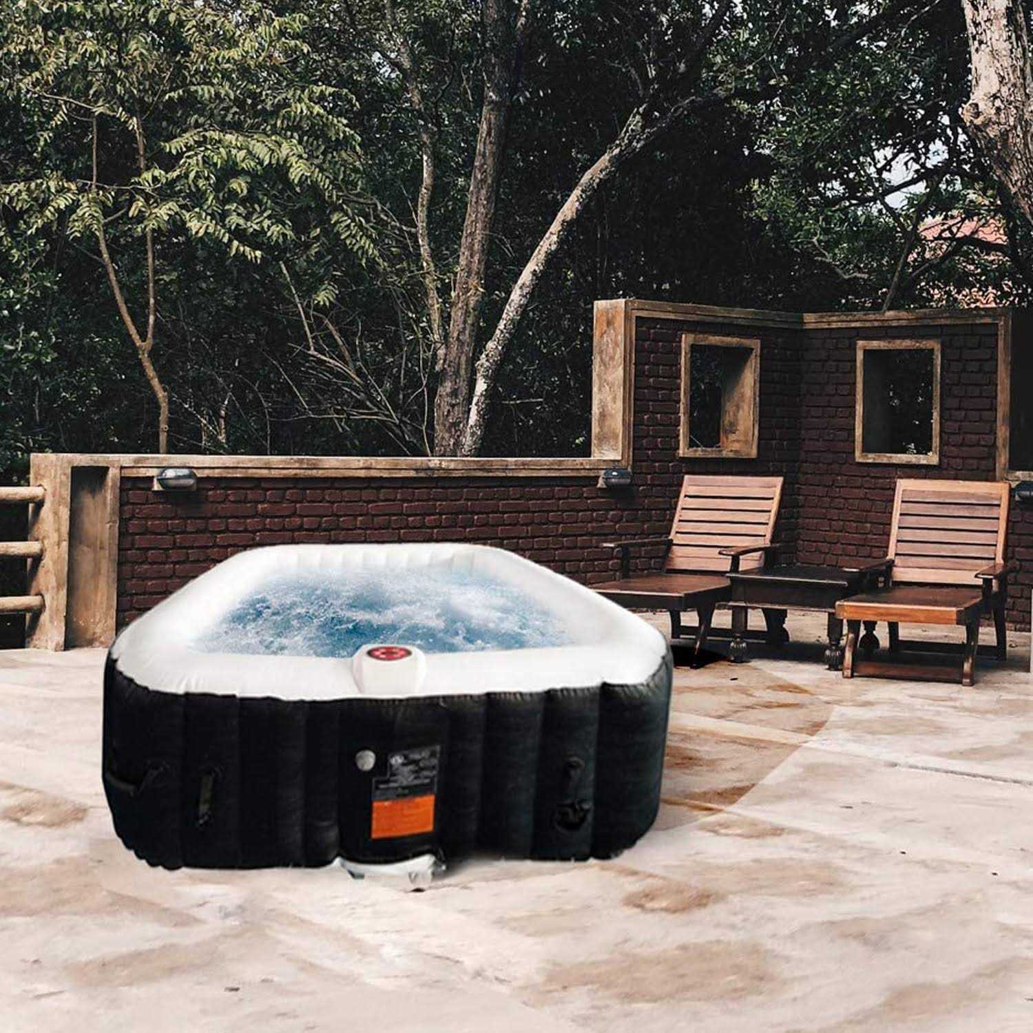 ALEKO HTISQ6BKWH Square Iatable Hot Tub Spa With Cover HTISQ6BKWH-UNB