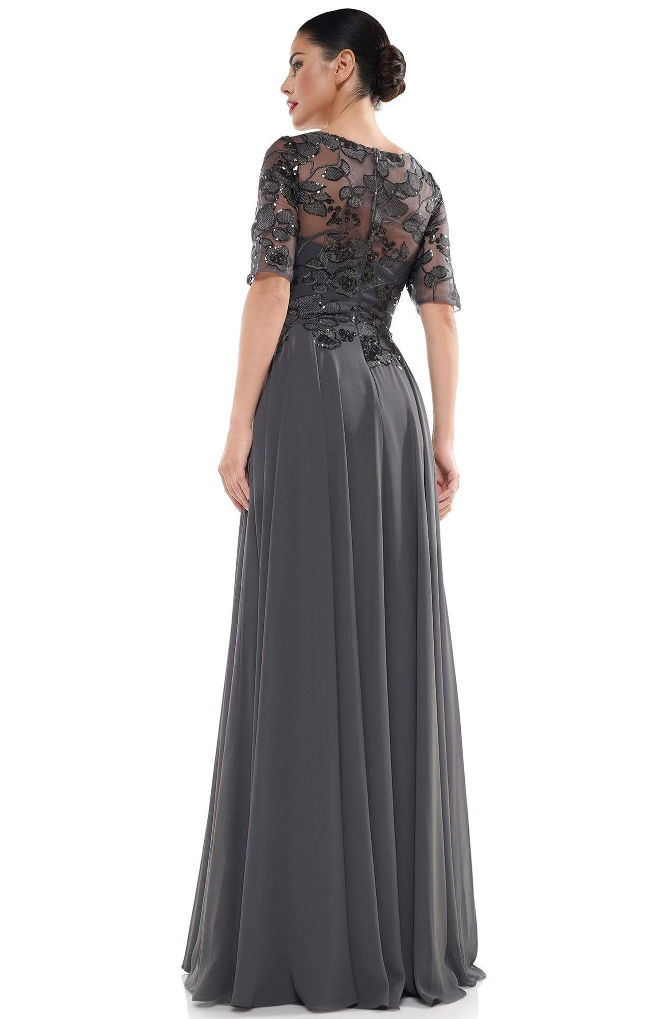 M286 Sequined Bateau Chiffon A-line Dress