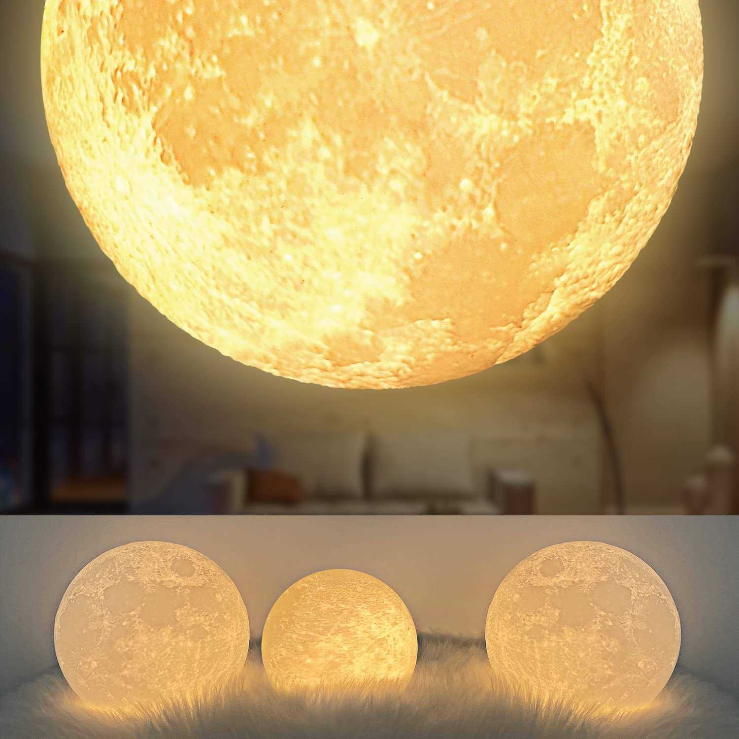 Balkwan Moon Lamp 3D Printing Moon Light Dimmable and Touch Control Design,Romantic Birthday Gifts for Women,Men,Kids,Child and