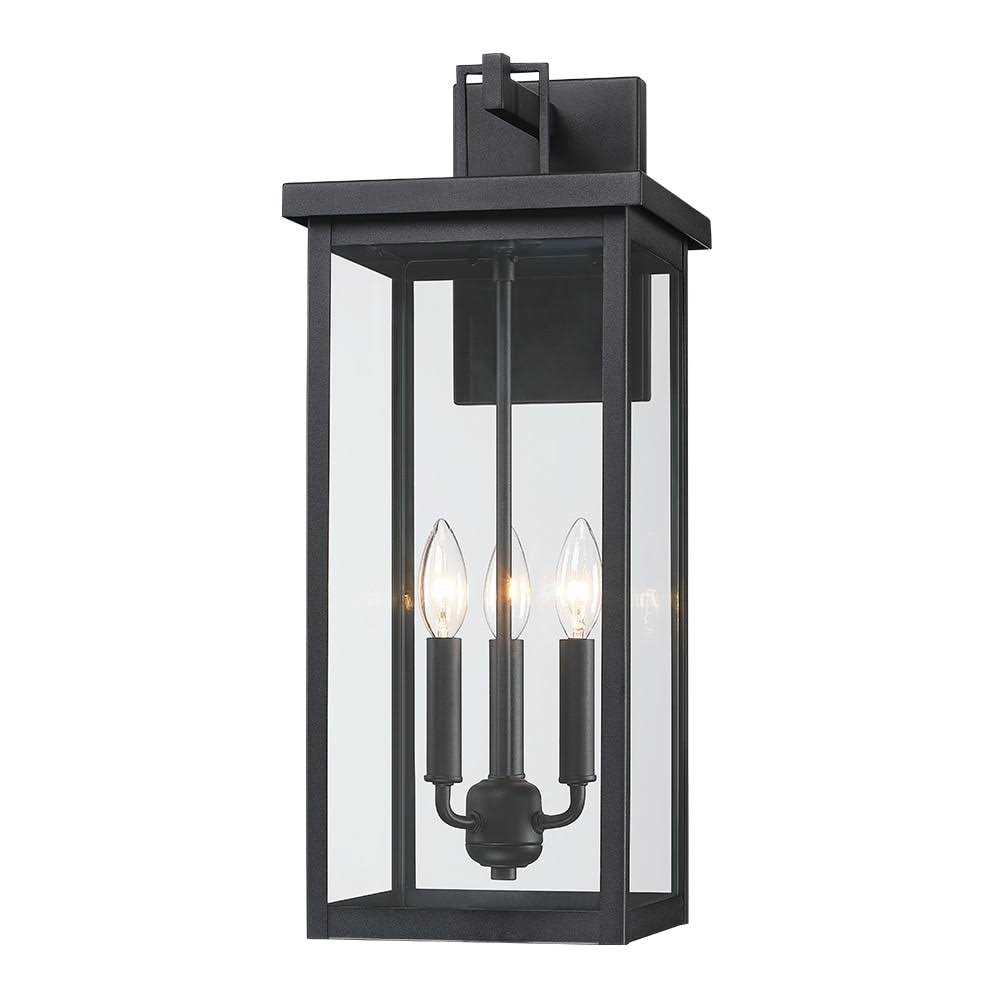 True Fine Forti 3-Light Large Black Outdoor Wall Sconce Lantern Light