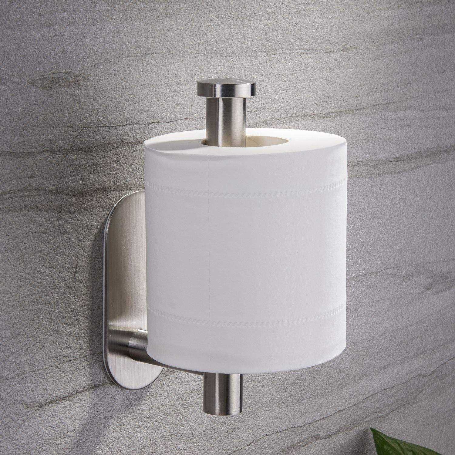 YIGII Toilet Paper Holder Self Adhesive Adhesive Toilet Roll Holder no Drilling for Bathroom Stainless Steel Brushed