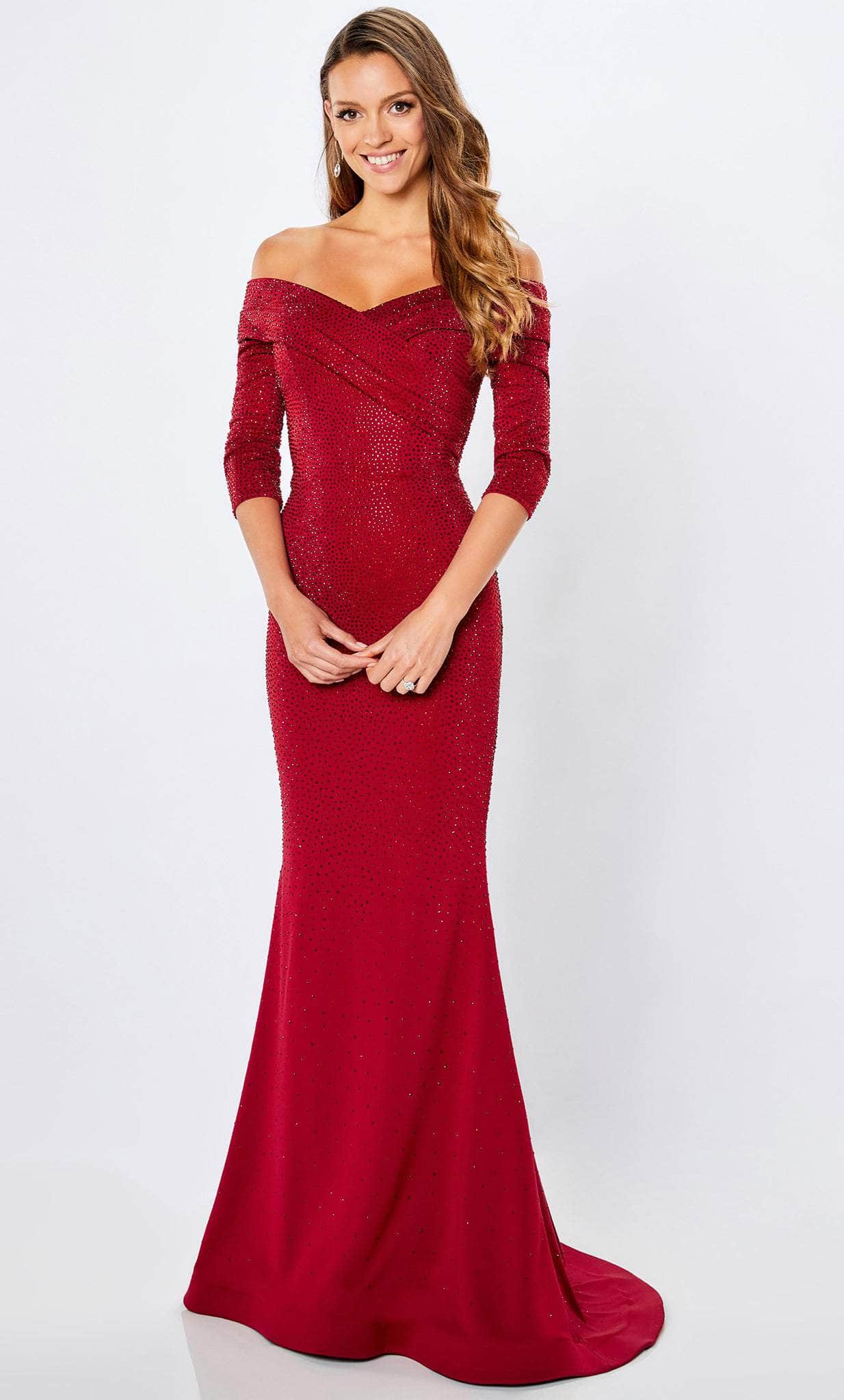 Beaded Off Shoulder Evening Gown