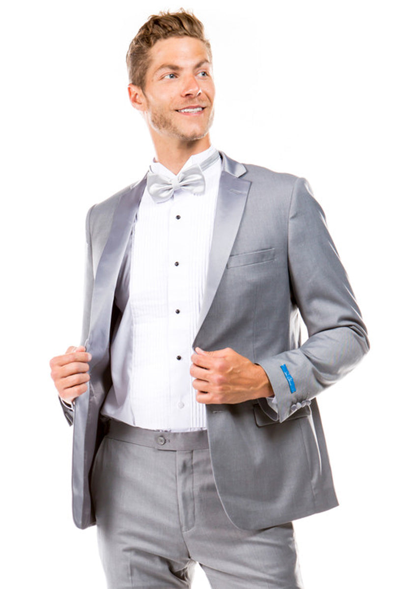 Men’s Two Button Slim Fit Wedding & Prom Tuxedo in Light Grey
