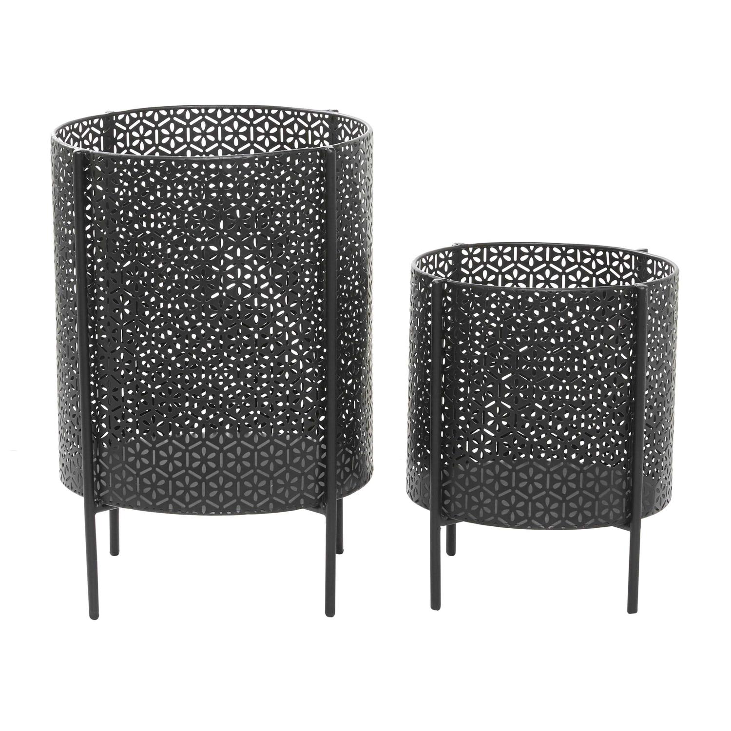 CosmoLiving by Cosmopolitan Black Metal Mesh Planter Set