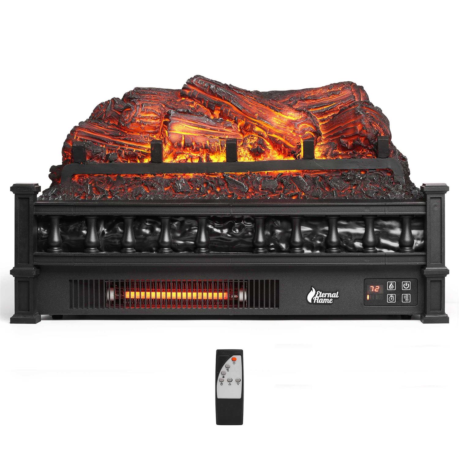 Turbro Eternal Flame Ef23-pb Electric Fireplace Logs 23 inch Remote Control Fireplace Insert Log Heater