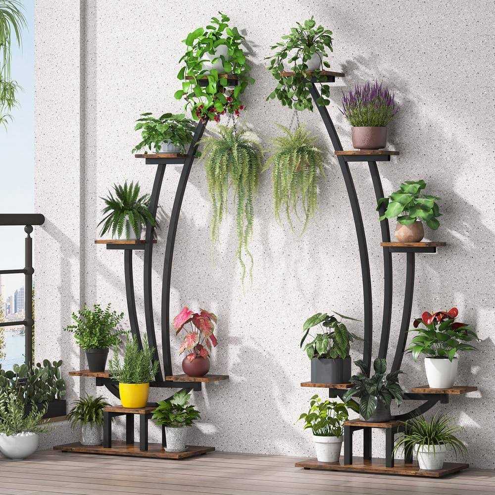 BYBLIGHT Wellston 59.8 5-Tier Indoor Plant Stand Flower Rack with 2-Hooks