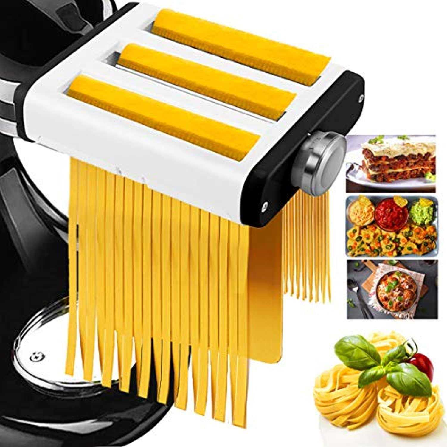 3 In 1 Pasta Maker Attachment for Kitchenaid Mixer Professional Pasta Attachment Includes Pasta Dough Roller