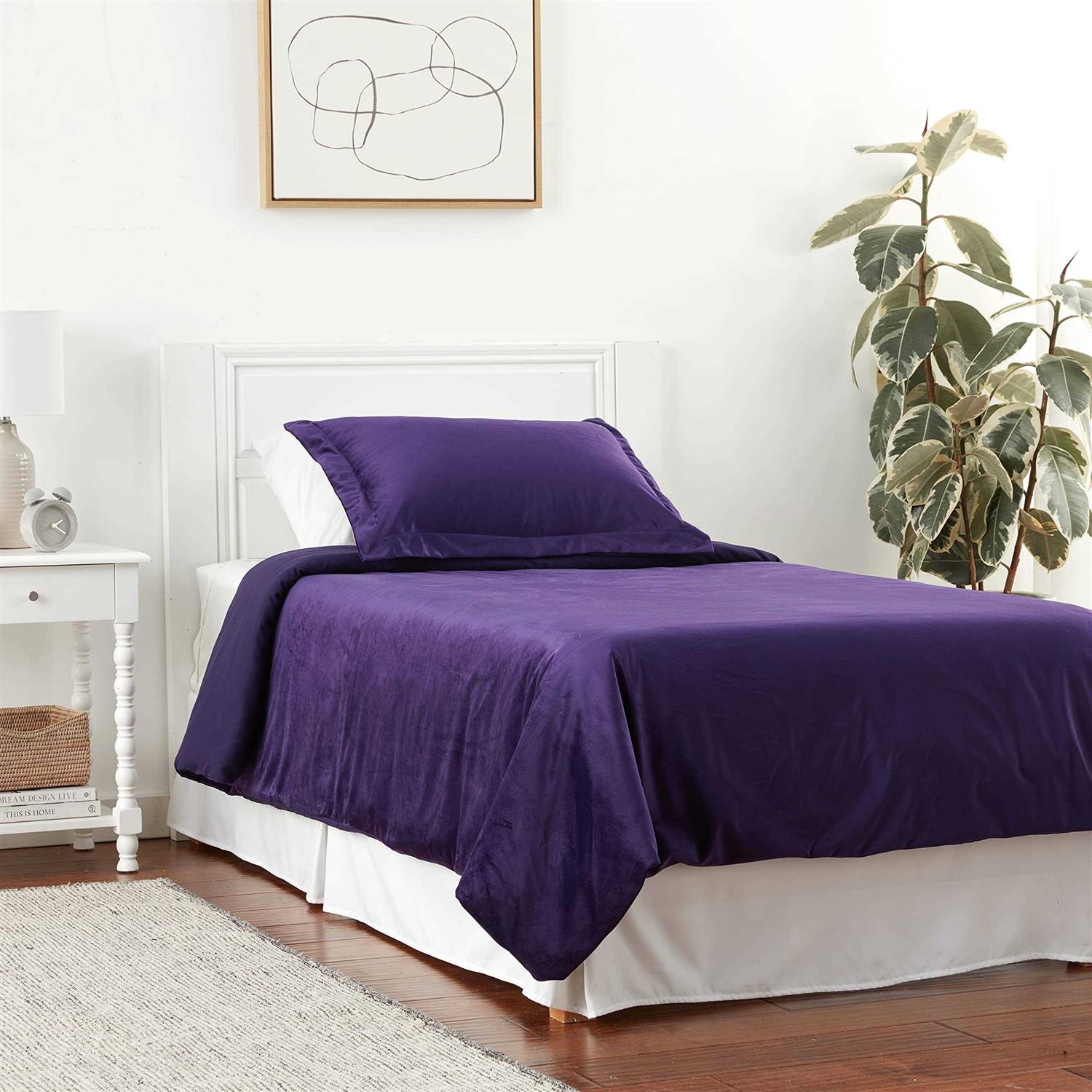 Tribeca Living Venice Velvet Oversized Solid Duvet Set