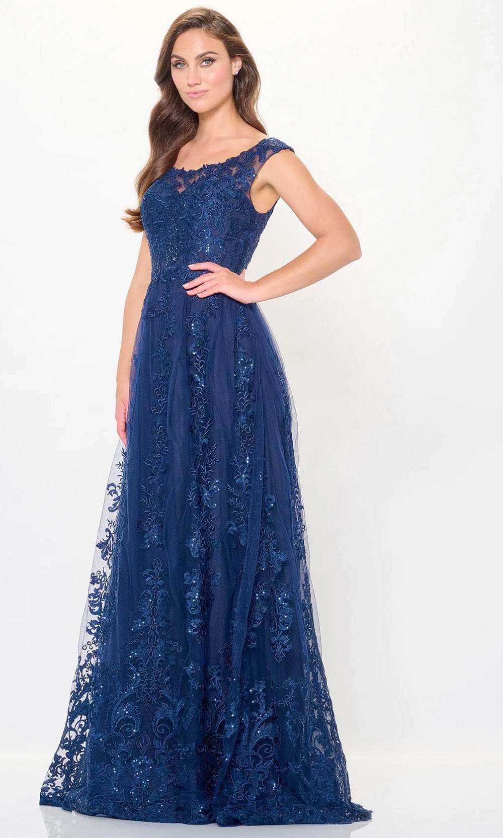 Cap Sleeve Lace Evening Dress