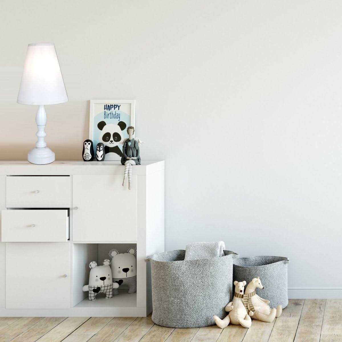 Bedside Table Lamp / Bedroom Light with Fabric Bell Shade