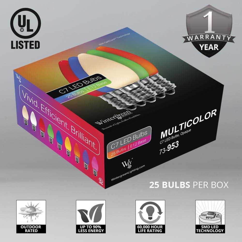 Wintergreen Lighting OptiCore C7 LED Christmas Light Bulbs