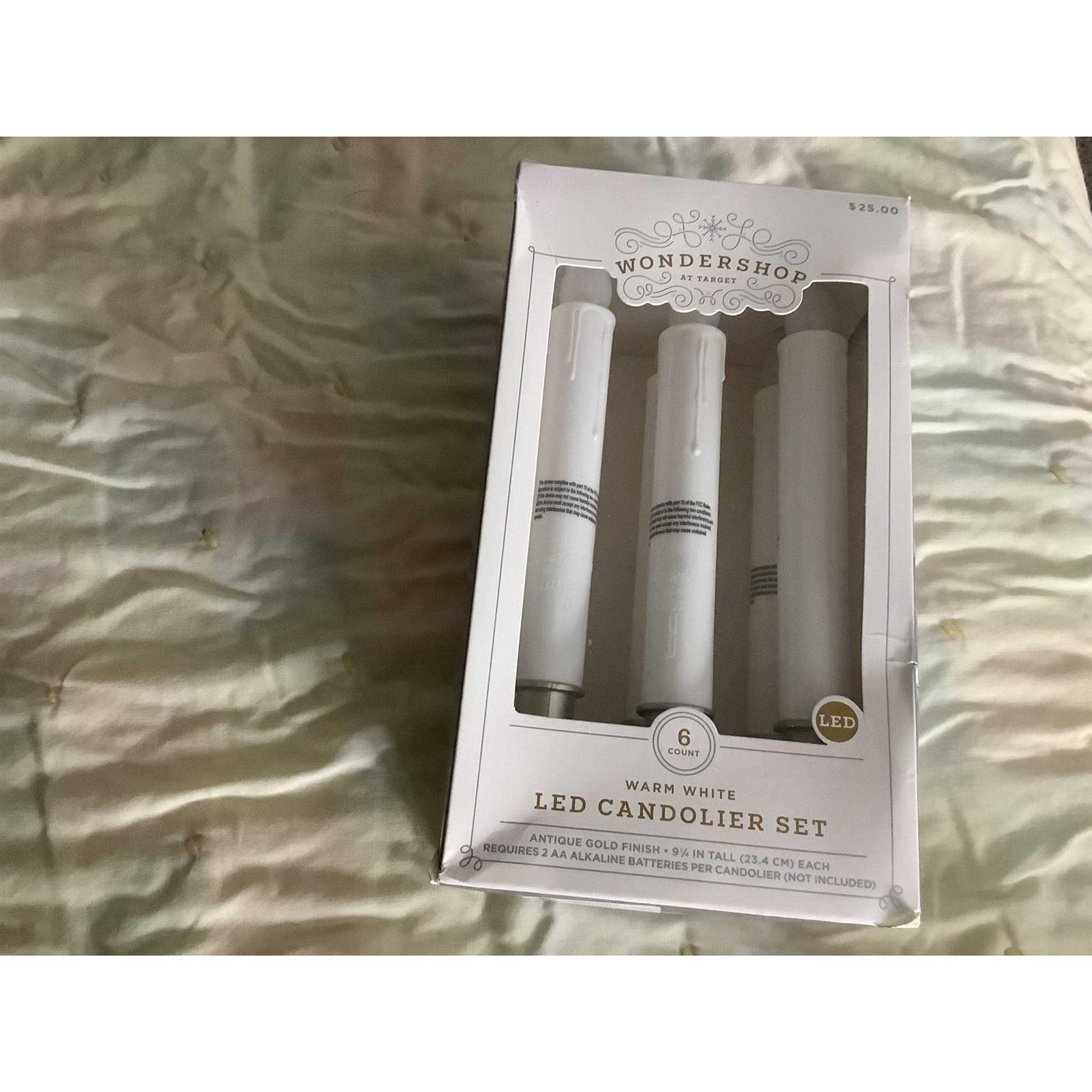 Wondershop 6ct Battery Operated LED Christmas Candolier Warm White with Antique Gold Base