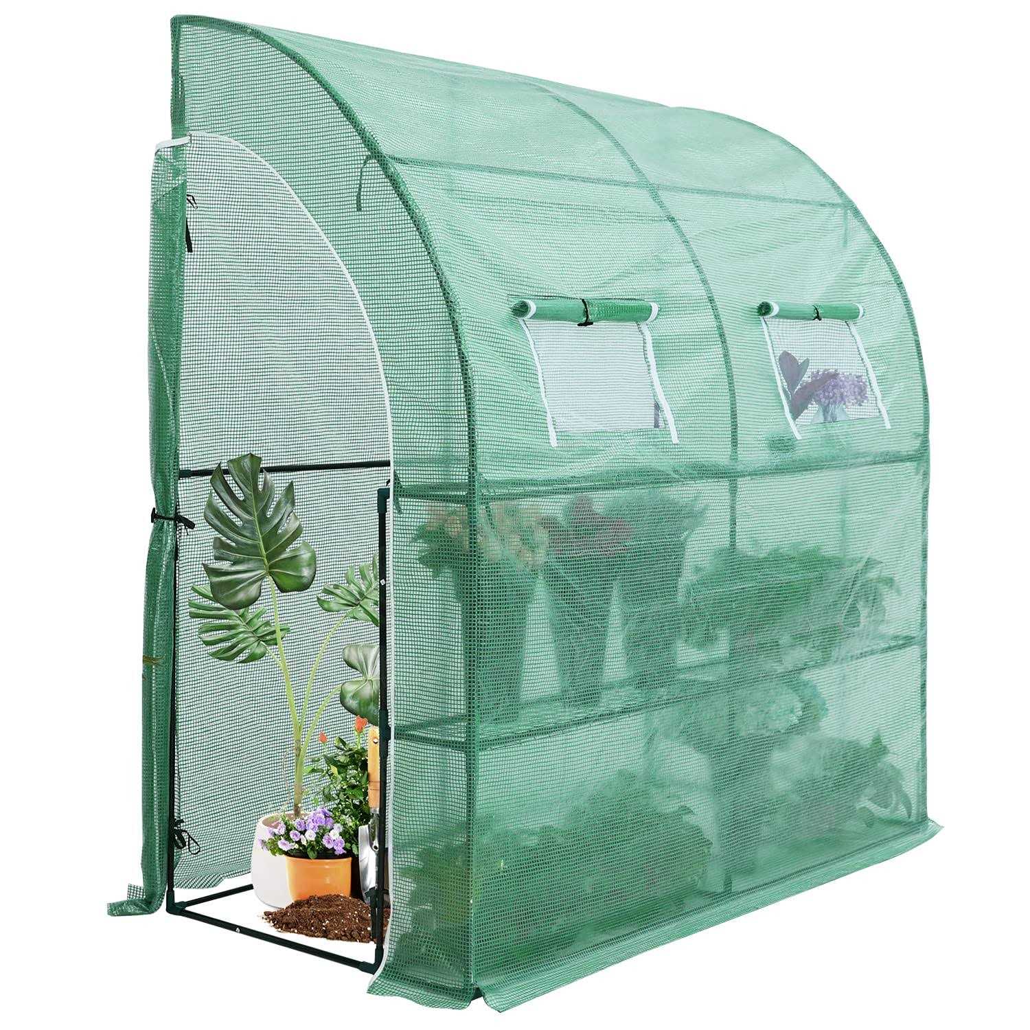 Abccanopy Walk-in Greenhouse Indoor Outdoor with 2 Tier 4 Shelves Portable Gardening Greenhouse