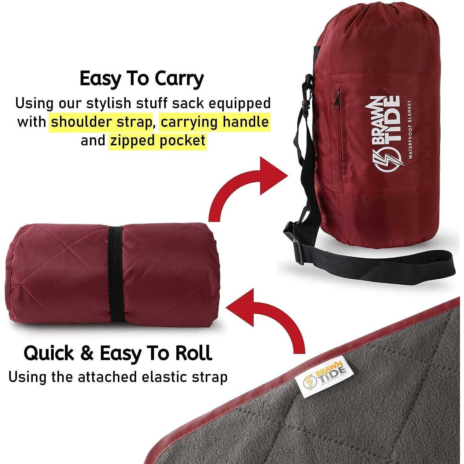 Brawntide Large Outdoor Waterproof Blanket Quilted Extra Thick Fleece