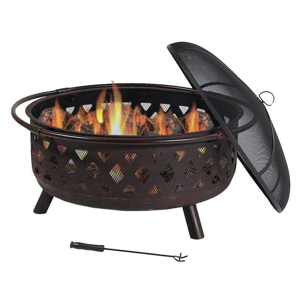 Sunnydaze Decor Crossweave Fire Pit with Spark Screen