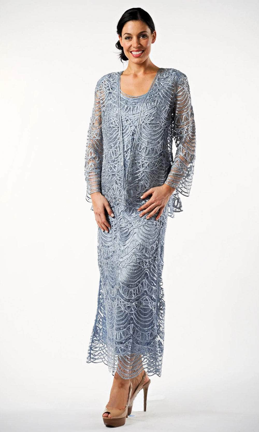 Three Piece Scallop Jacket Top Skirt Set