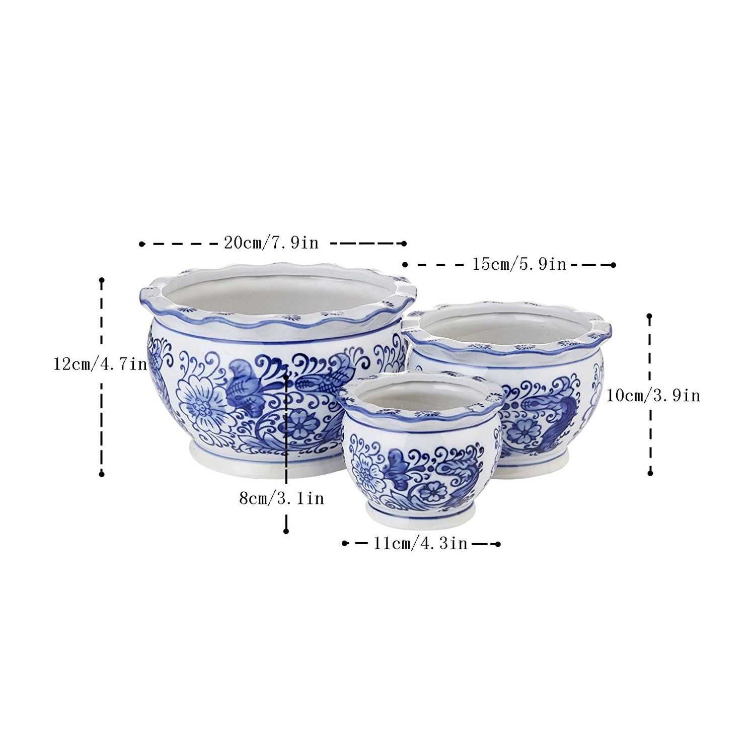 Blue and White Porcelain Hakkagirl Flower Pots