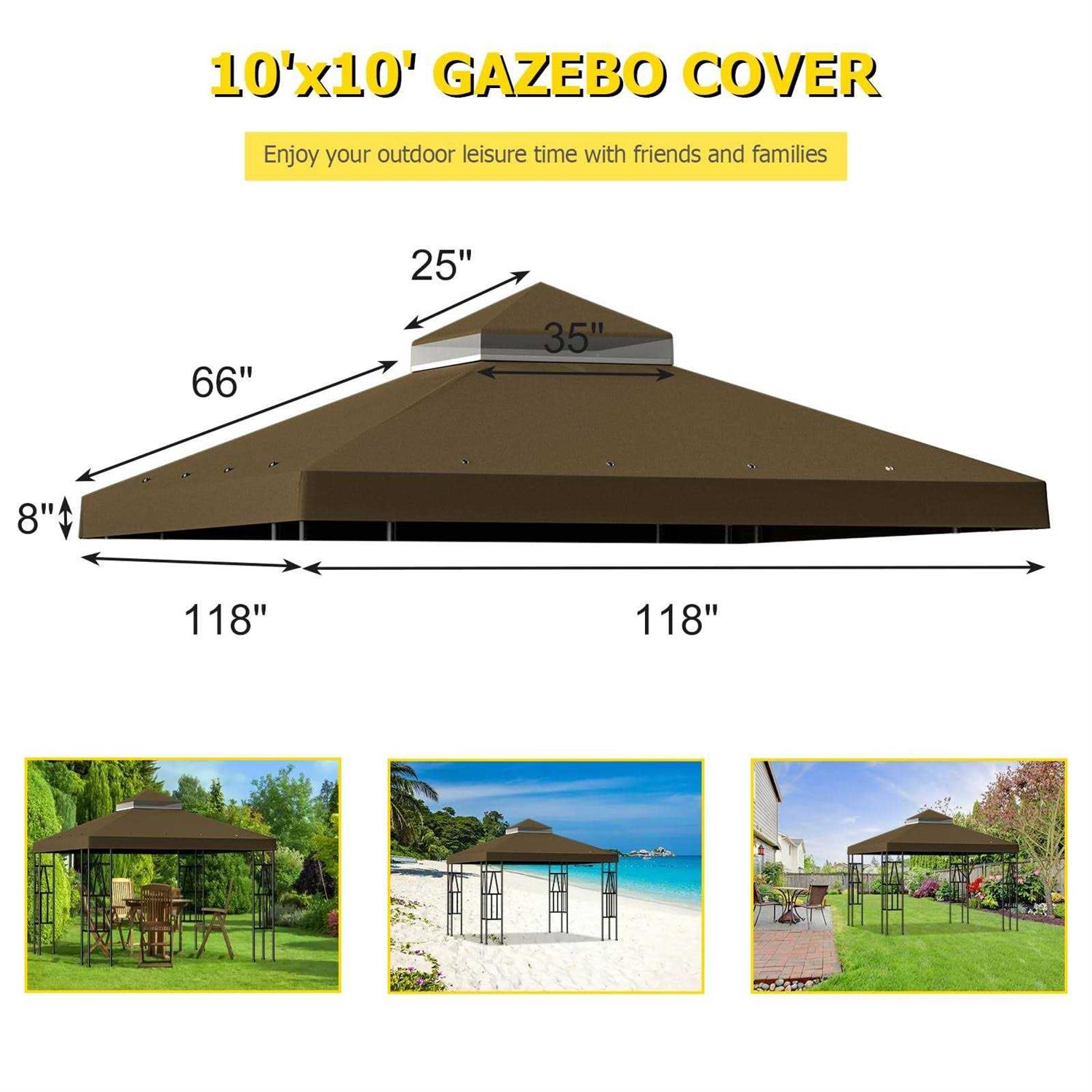 Big Lighting Deals 10′ X Gazebo Canopy Top Replacement Double Tier Patio Cover