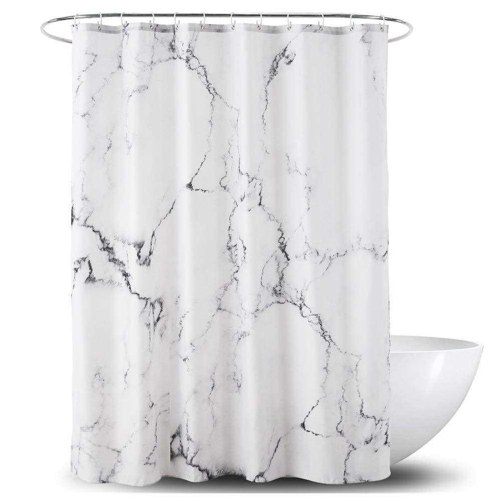 YOSTEV Marble Bathroom Shower Curtain,Grey and White Fabric Shower Curtain with Hooks,Unique 3D Printing,Decorative Bathroom Accessories,Water Proof