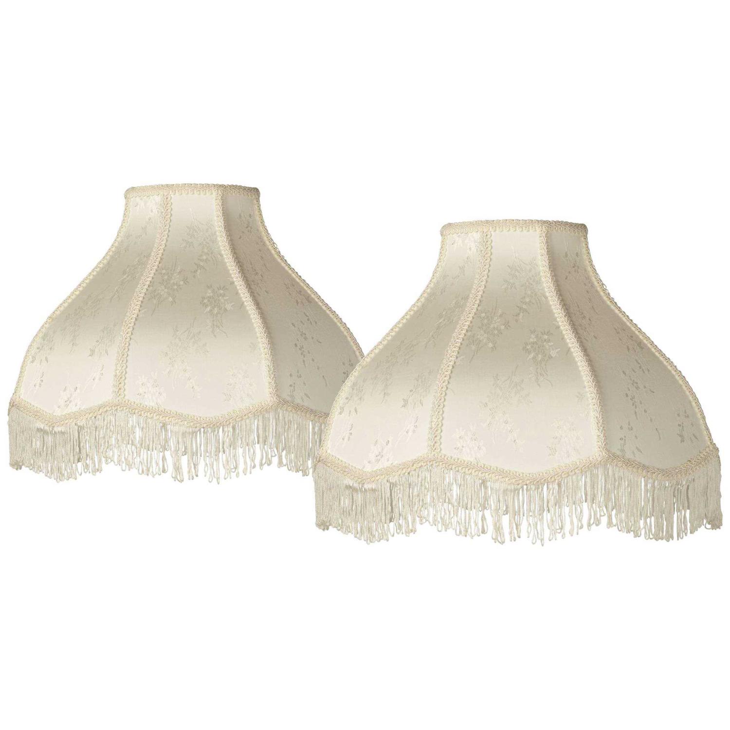 Springcrest Set of 2 Scallop Dome Lamp Shades Cream Large 6 Top x 17 Bottom x 11 High Spider Replacement Harp and Finial Fitting