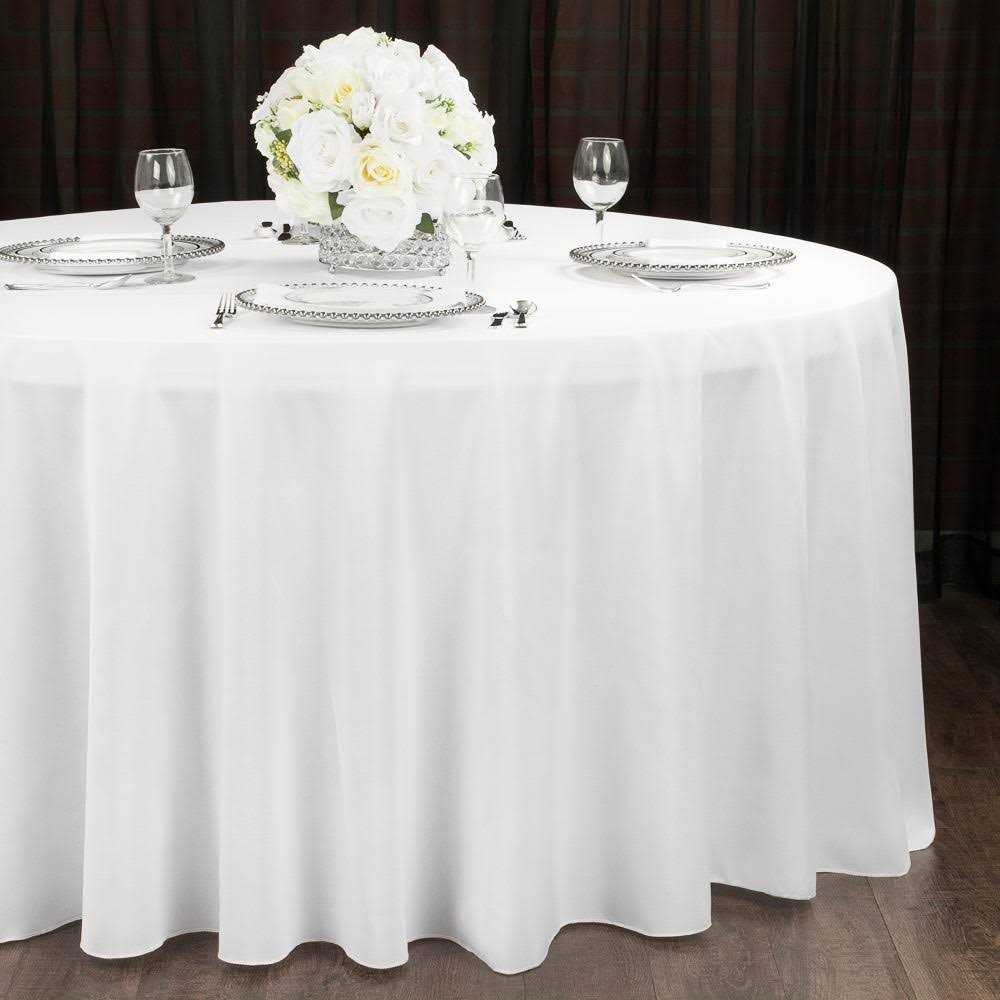 Wedding Linens Inc. 90 inch Round Pintuck Taffeta Seamless Linen Tableccloth for Party Wedding Reception Catering Dining Home Table Cover Linens –