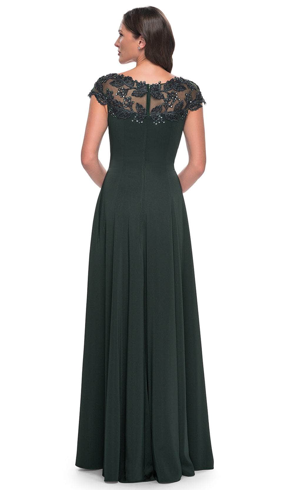 Cap Sleeve Applique Evening Dress