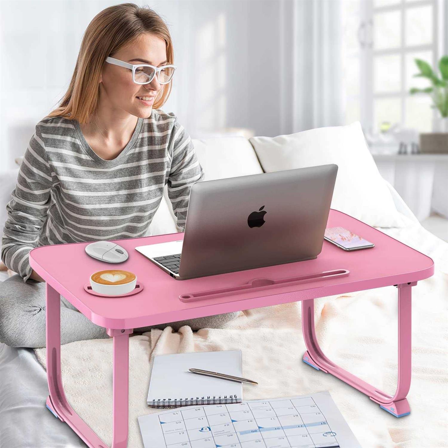 fayquaze Lap laptop desk, portable foldable laptop bed table with storage drawer and cup holder