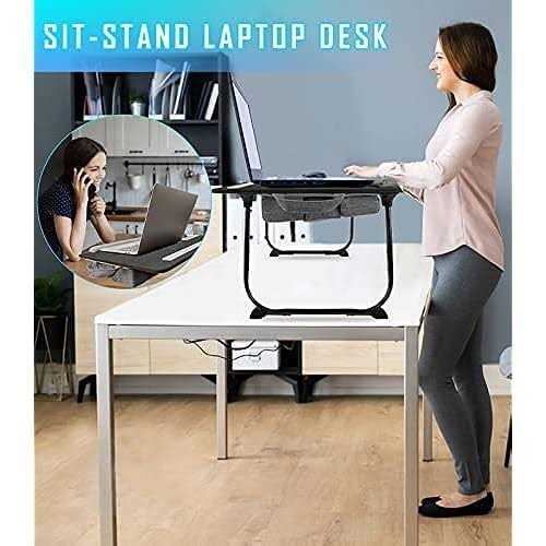 qudodo Lap Laptop Desk-fits Up to 17inch Foldable Laptop Bed Tray Table with Adjustable Dual cushion,wrist Rest & Mouse pad,portable