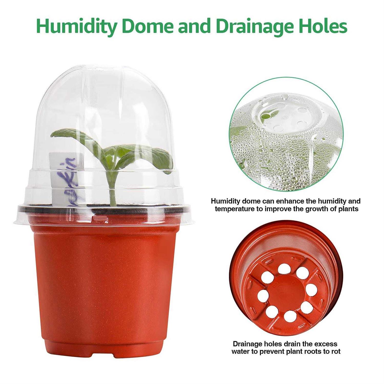 Bonviee Plant Nursery Pots with Humidity Domes 30 Sets 4 Inch Soft Nursery Pots