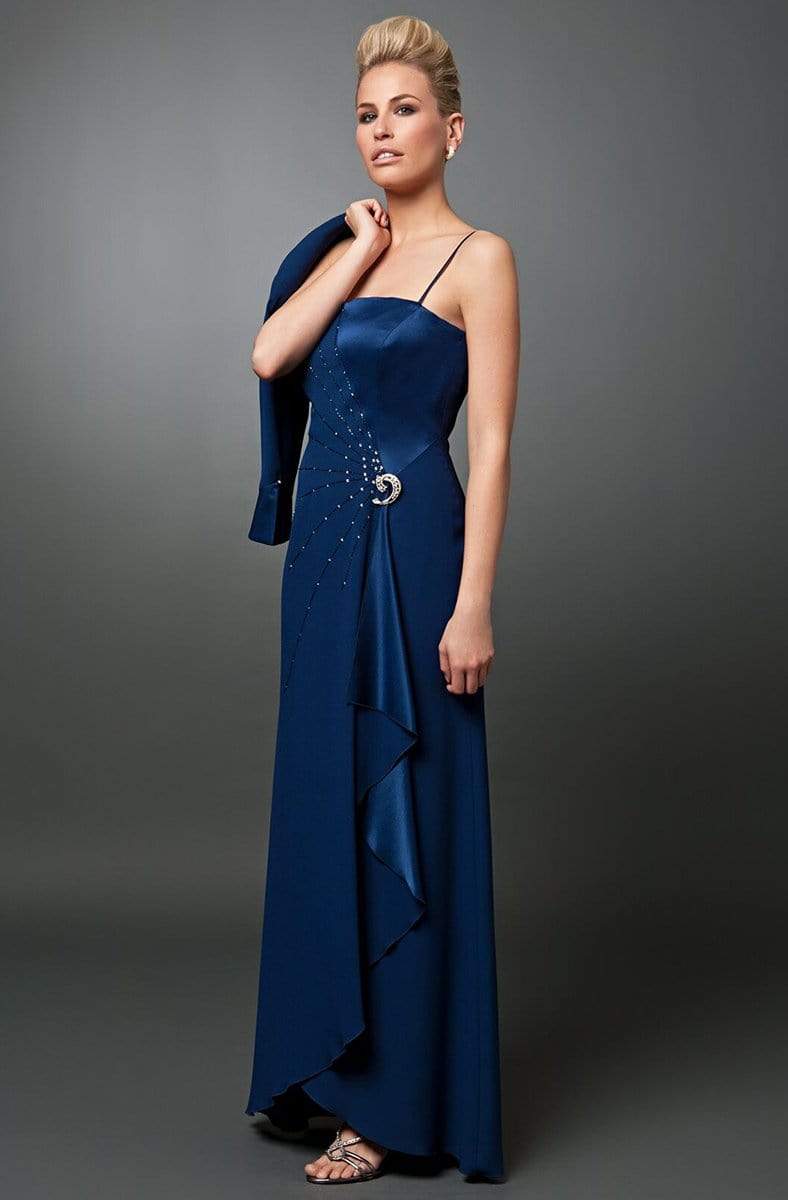 2006 Brooch Accent Sleeveless Long Gown with Bolero