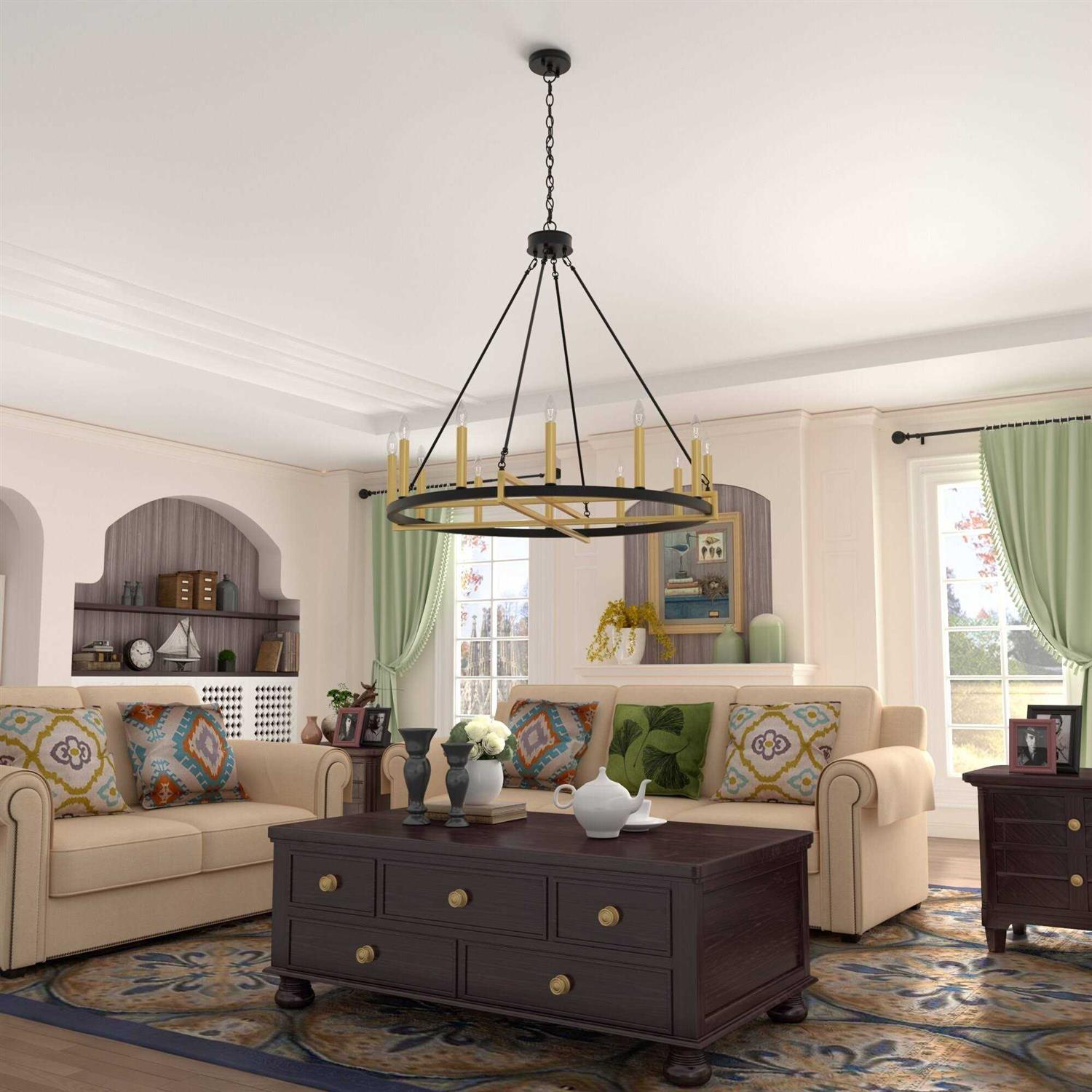 Acroma 12-light 40In Modern Farmhouse Wagon Wheel Chandelier