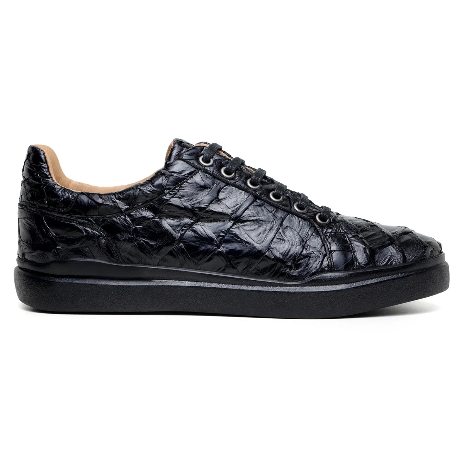Men’s Belvedere Kingstone Genuine Pirarucu Dress Sneaker in Black
