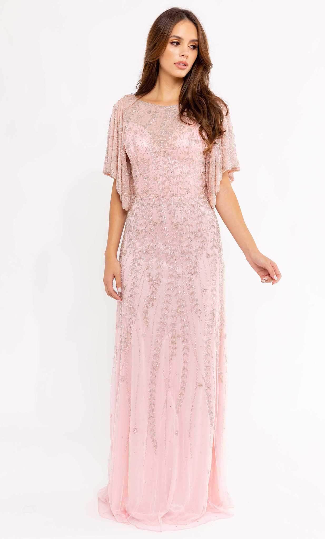 Flutter Sleeve Embroidered Gown