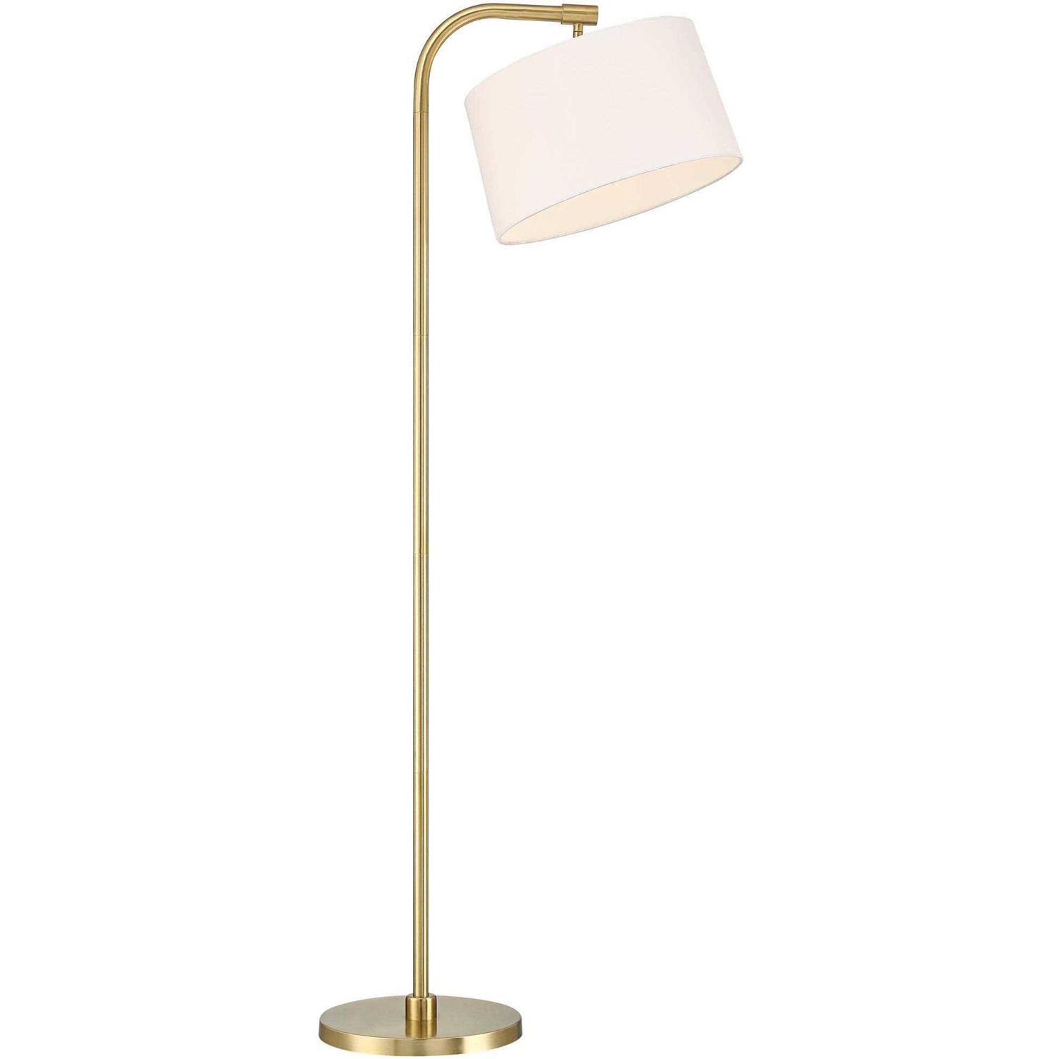 360 Lighting Modern Art Deco Arc Floor Lamp 64 Tall Warm Gold Metal White Fabric Drum Shade for Living Room Reading Family Bedroom Office House Home