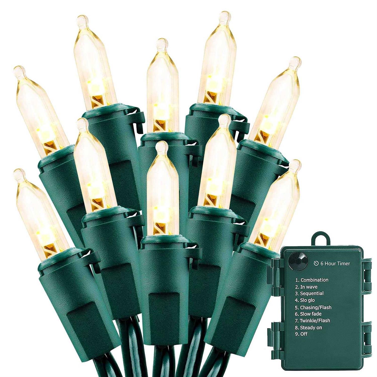 asenek Christmas lights battery operated string lights 50 led string lights mini lights with auto-timer and 8 lighting mode