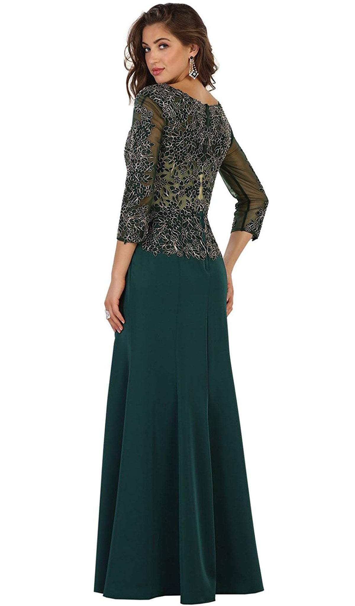 MQ1505 Quarter Length Sleeve Lace Sheath Evening Dress