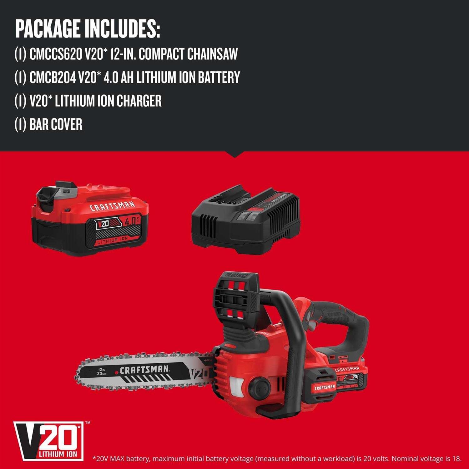 Craftsman V20 Chainsaw Cordless CMCCS620M1