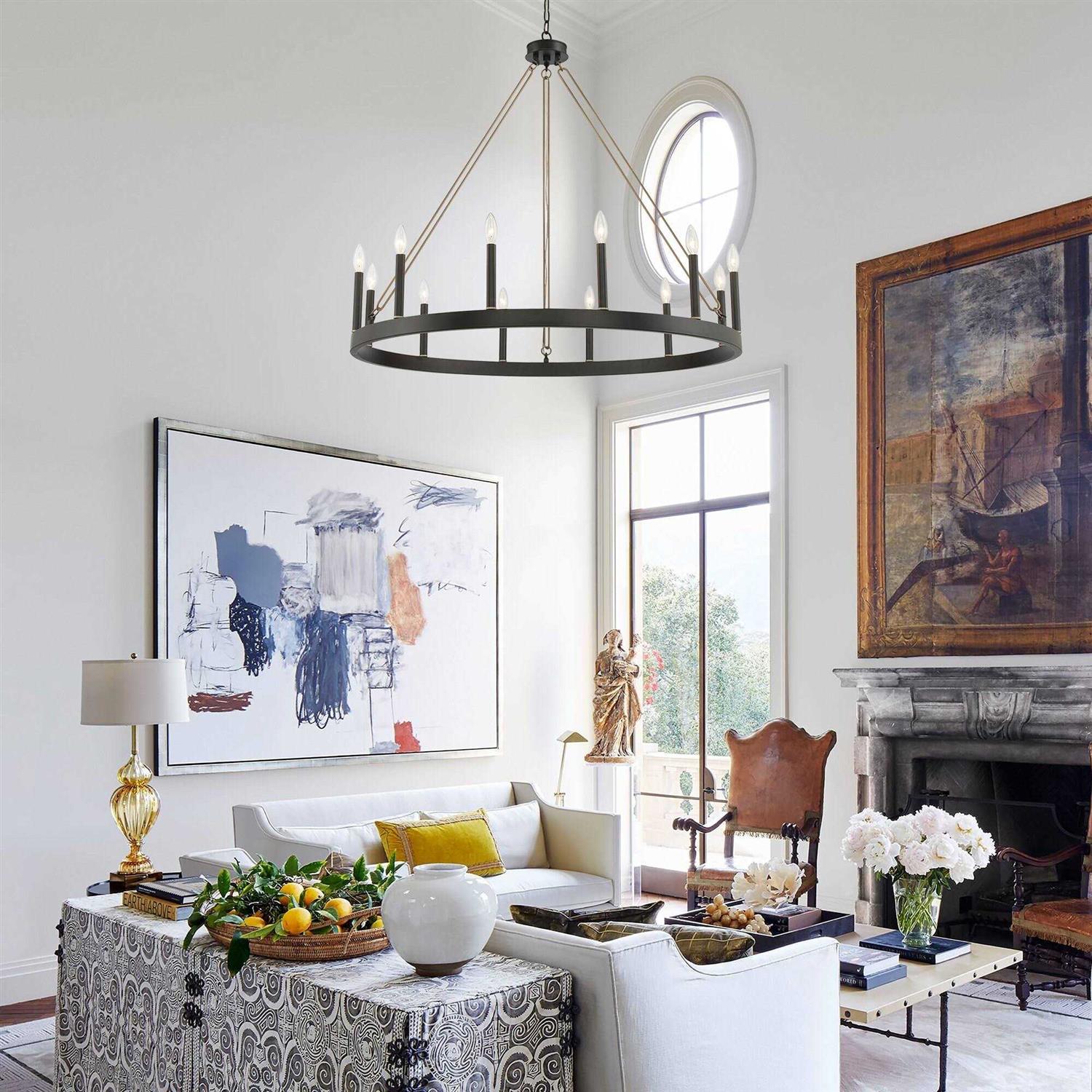 Acroma 12-light 40In Modern Farmhouse Wagon Wheel Chandelier