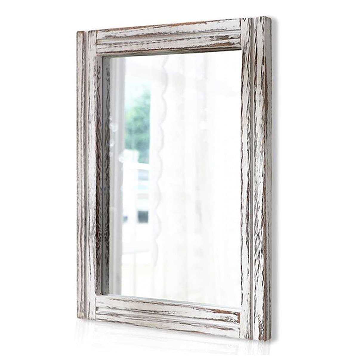 AAZZKANG Rustic Wall Rectangle Wood Mirror Farmhouse Bedroom Bathroom Decorative Mirror