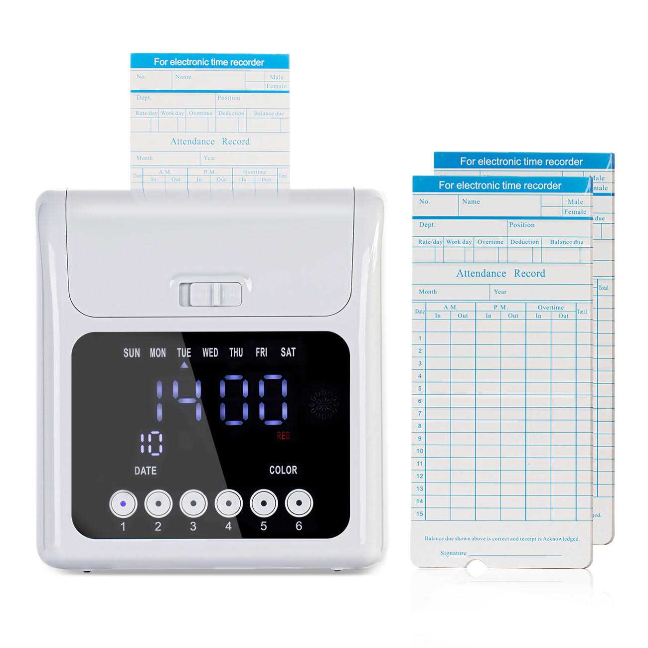 Tera Time Clocks with Extra 100pcs Time Cards Employee Attendance Punch Payroll Recorder LCD Display Screen