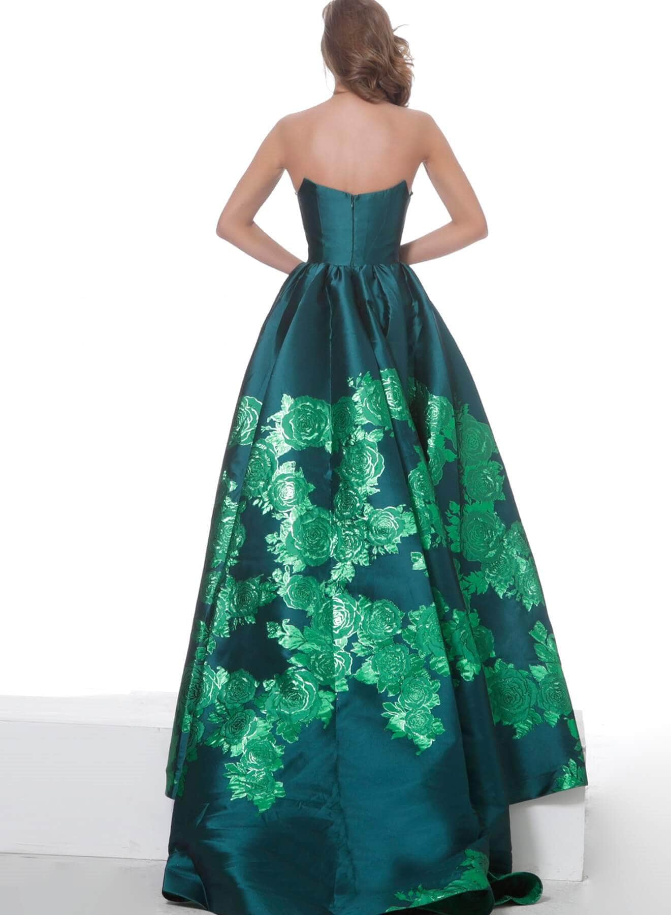 02038 Strapless Scoop Neck Floral Embroidered Gown