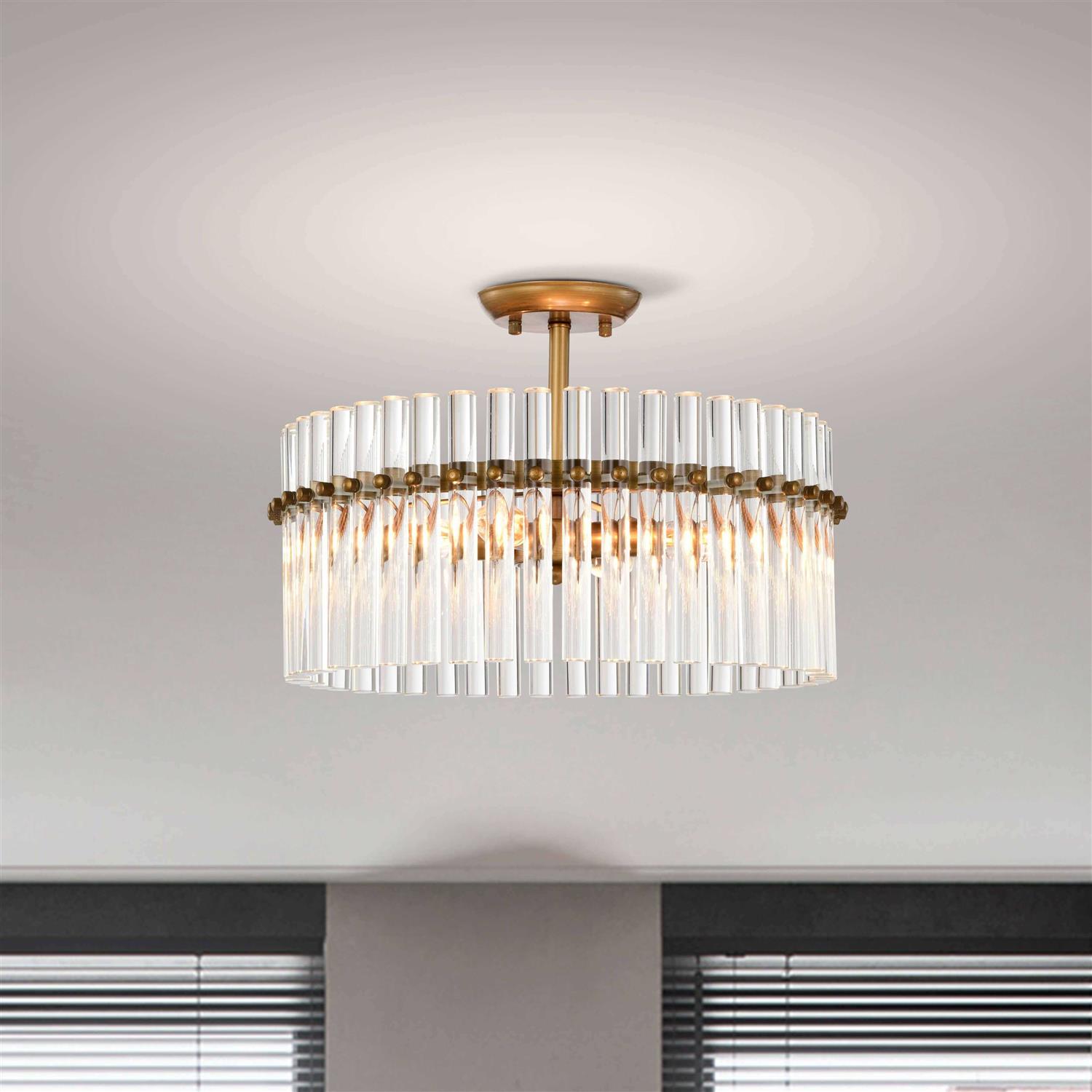 The Lighting Store Casandra 4-light Brushed Brass Crystal Flush Mount