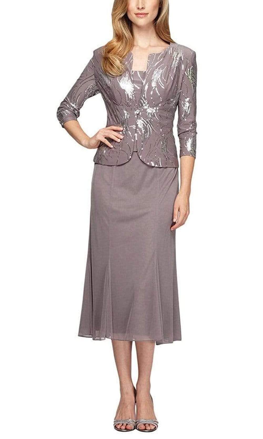 196267 Chiffon Dress with Sequin Embellished Jacket