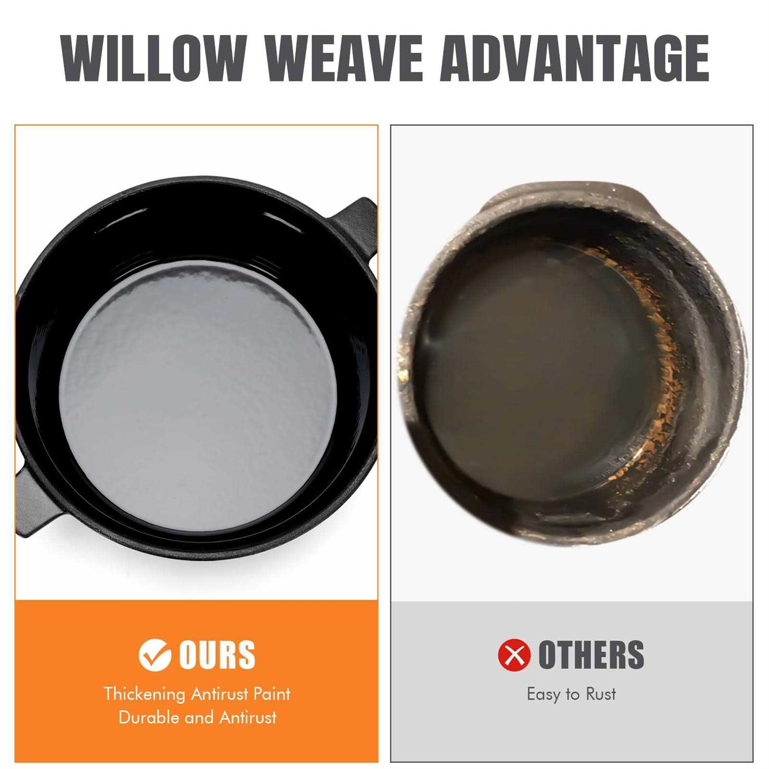 WILLOW WEAVE Wood Stove Steamer 2.5 Quart Cast Iron Steamer with Large Opening Top