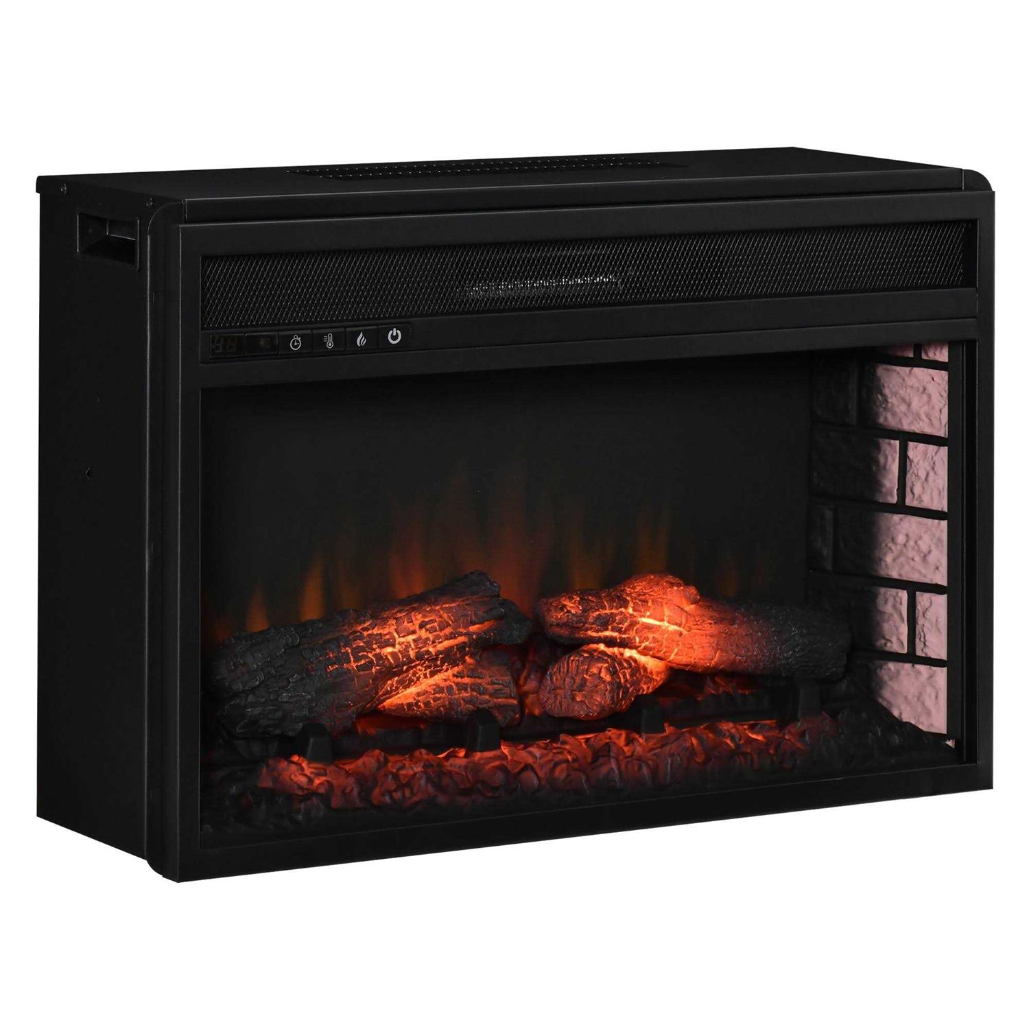 Homcom 27 Electric Fireplace Insert with Realistic Log Flame, Remote Control, and Adjustable Brightness
