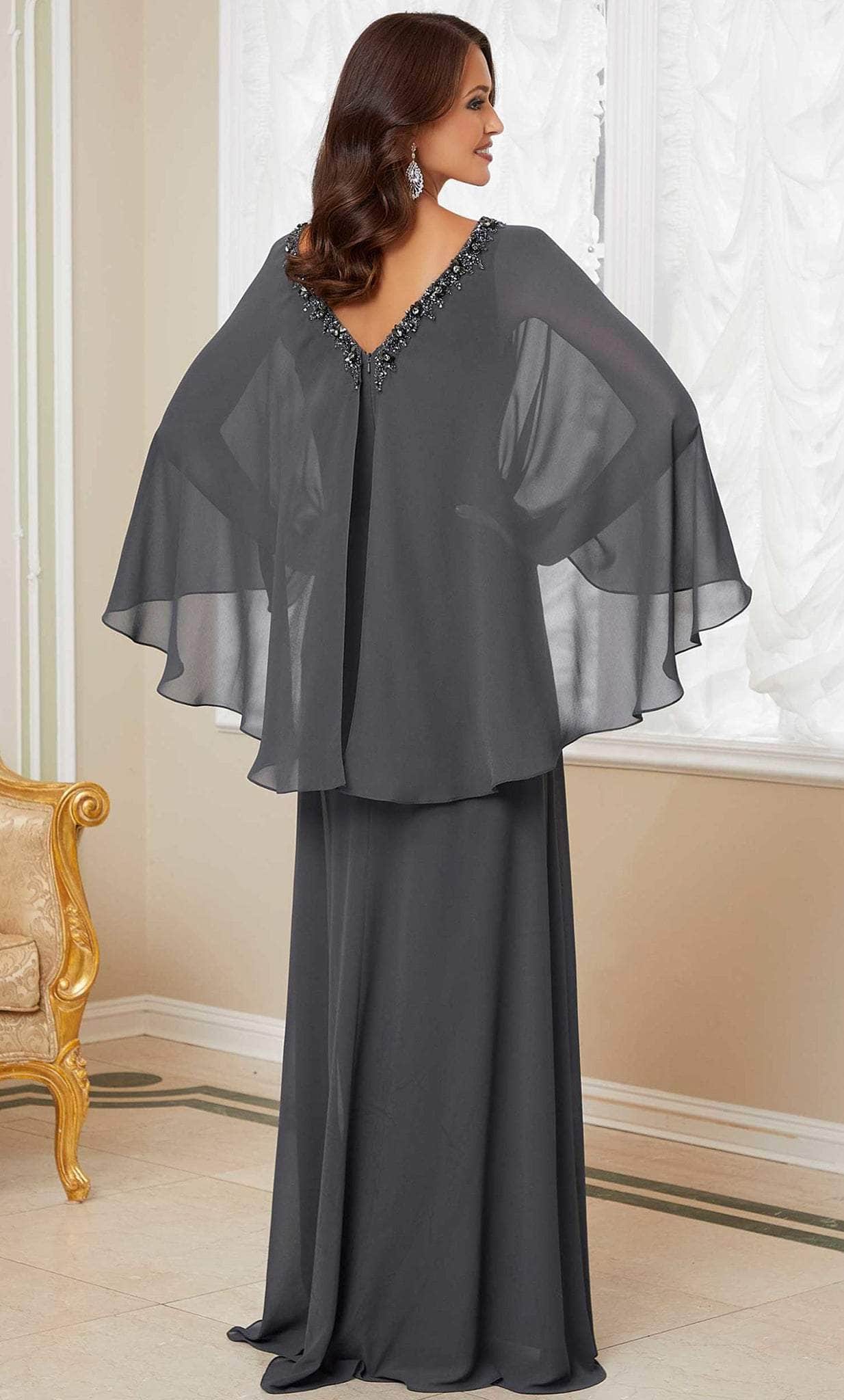 Beaded V-Neck Evening Gown