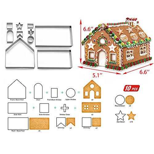 YXChome Gingerbread House Cookie Cutter Set 3D House Cookie Cutters